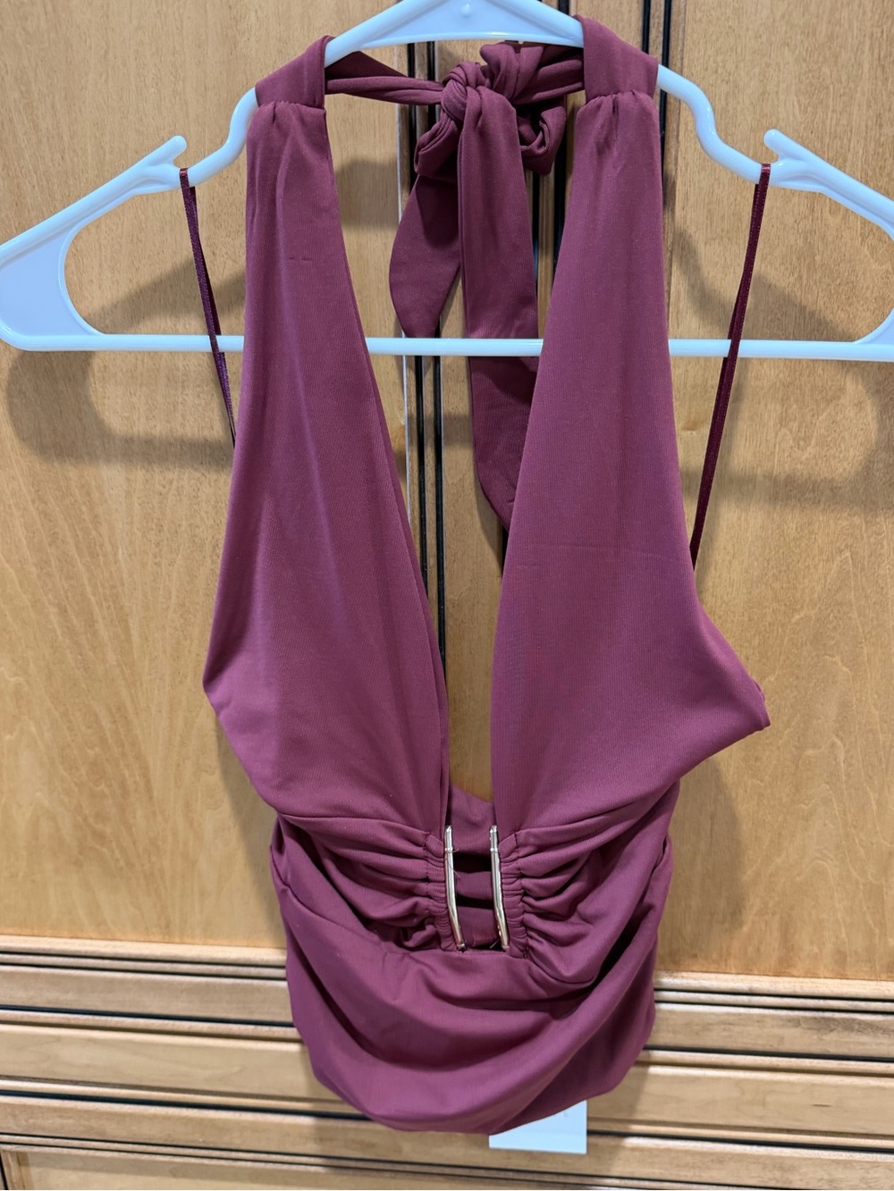 Zara Brown Halter Ruched Camisole